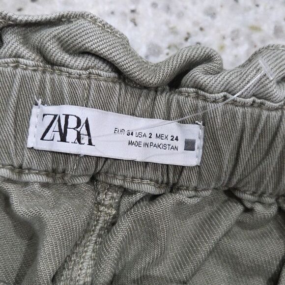 Zara High-Waisted 100% Cotton Paperbag Baggy Jeans, NWOT, Size 2 - Picture 7 of 8
